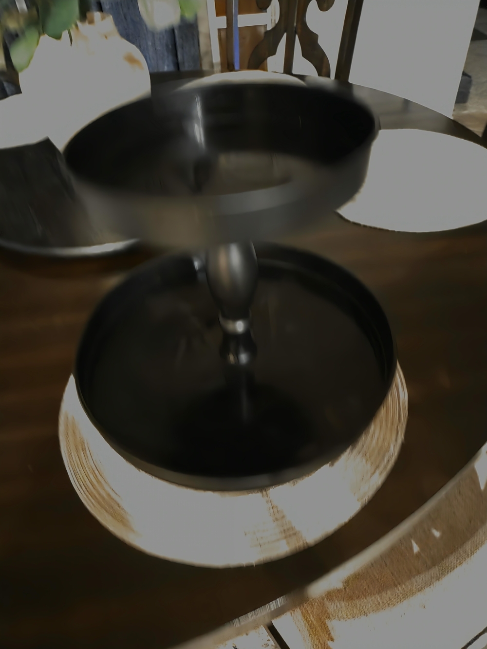 Black Two-Tier Metal Serving Stand - Elegant Home Dining Display